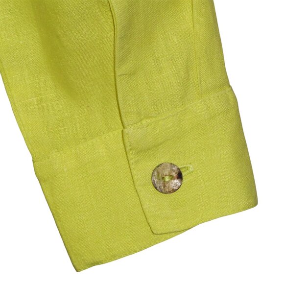 Click by Colour Me Cotton 100% Linen Green 3/4 Sleeve Tunic Top Size Small - Picture 5 of 10